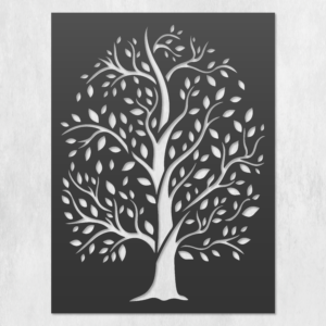 Decorative Tree of Life Panel, Laser Cut SVG DXF CNC File, Modern Black and White Wall Art
