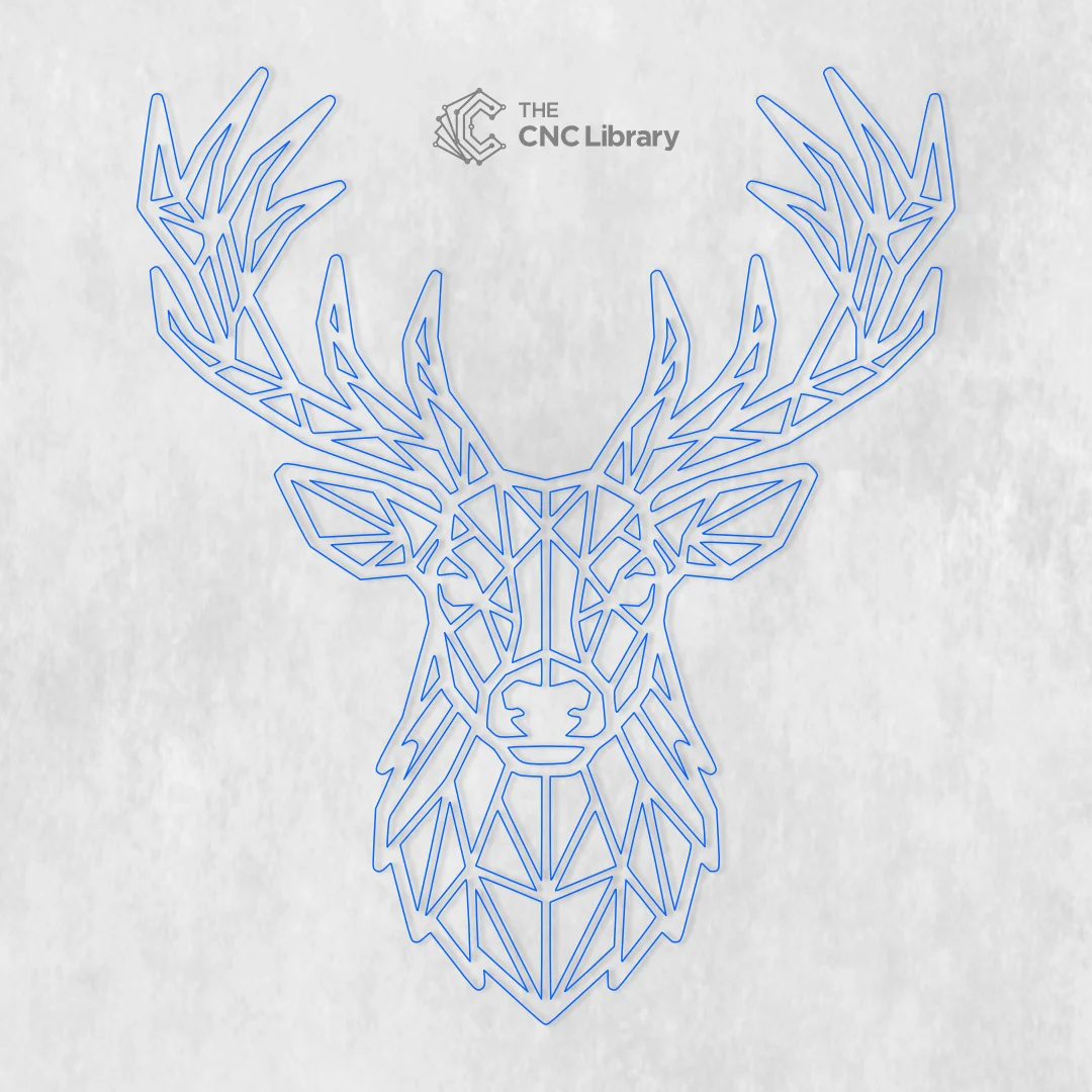 3D Geometric Deer Head CNC Cut File | Rustic Modern Wall Art SVG, DXF - Image 2