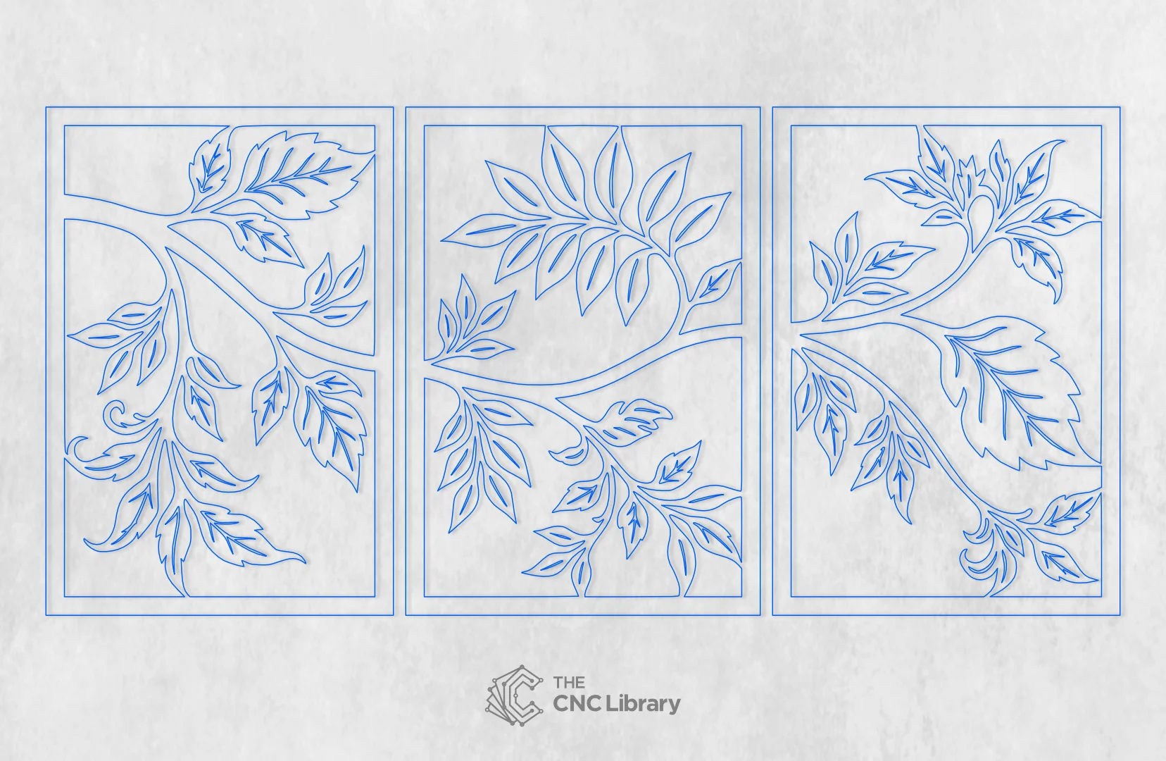 3-Panel Botanical Leaf Branch CNC File | Modern Triptych Wall Art SVG, DXF - Image 2