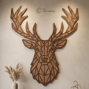 3D Geometric Deer Head CNC Cut File | Rustic Modern Wall Art SVG, DXF