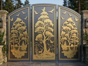 Panel Forest & Wildlife Gate CNC File | Metal Privacy Screen SVG, DXF