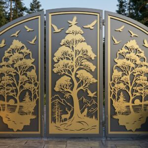 Panel Forest & Wildlife Gate CNC File | Metal Privacy Screen SVG, DXF