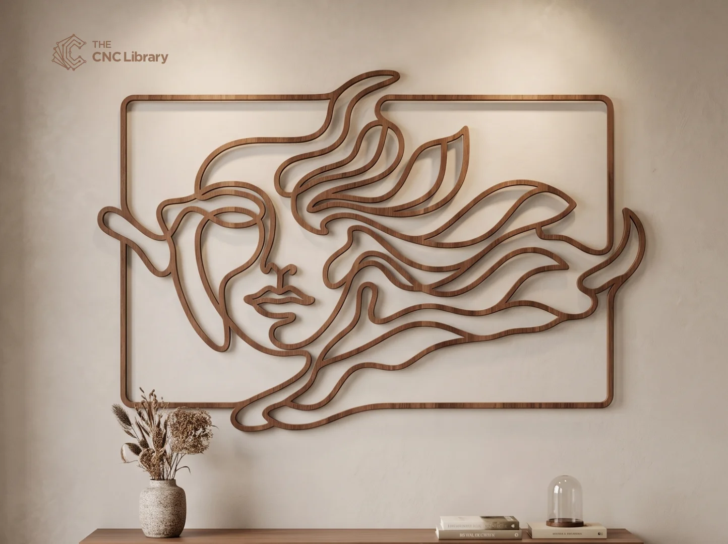 Minimalist Woman Face Line Art CNC File | Abstract Modern Wall Decor SVG, DXF