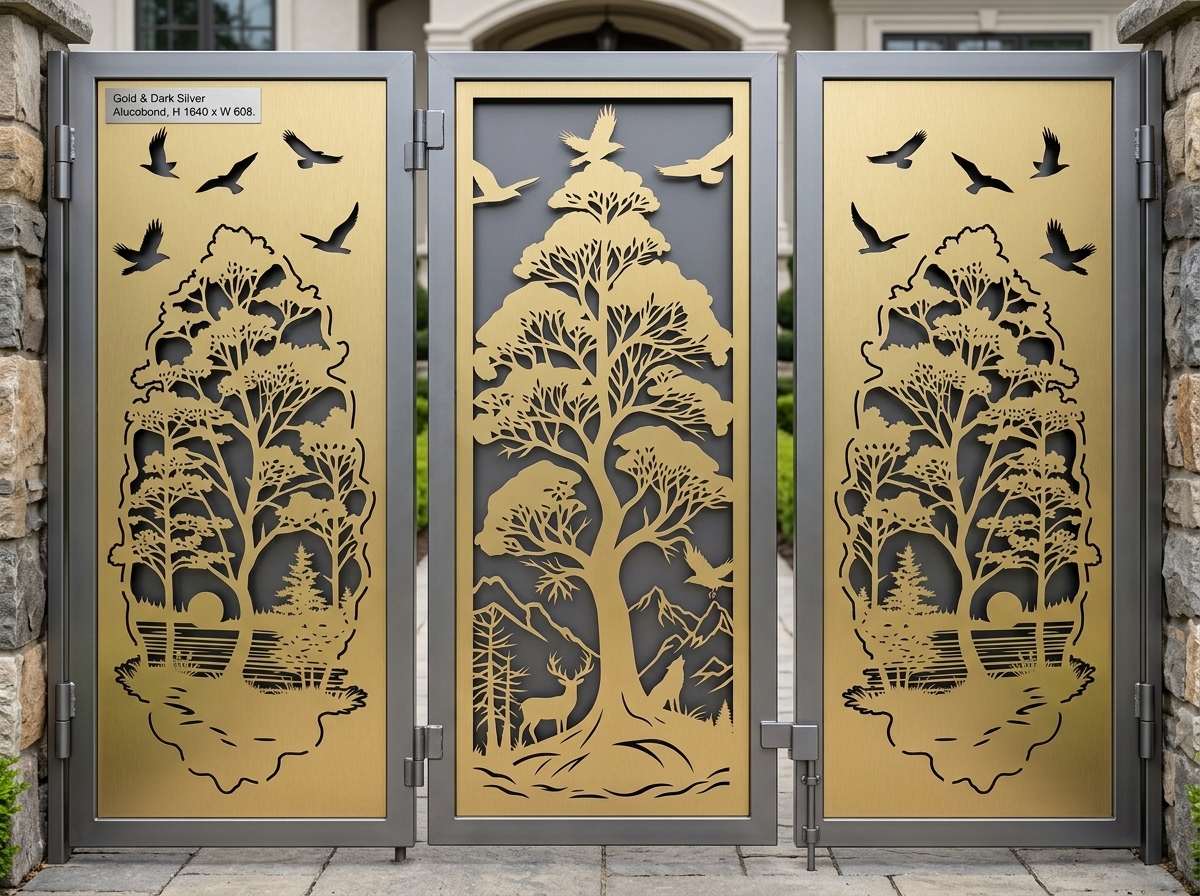 Panel Forest & Wildlife Gate CNC File | Metal Privacy Screen SVG, DXF - Image 3