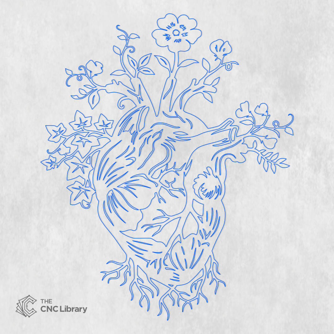 Floral Anatomical Heart CNC Cut File | Blooming Botanical Wall Art SVG, DXF - Image 2