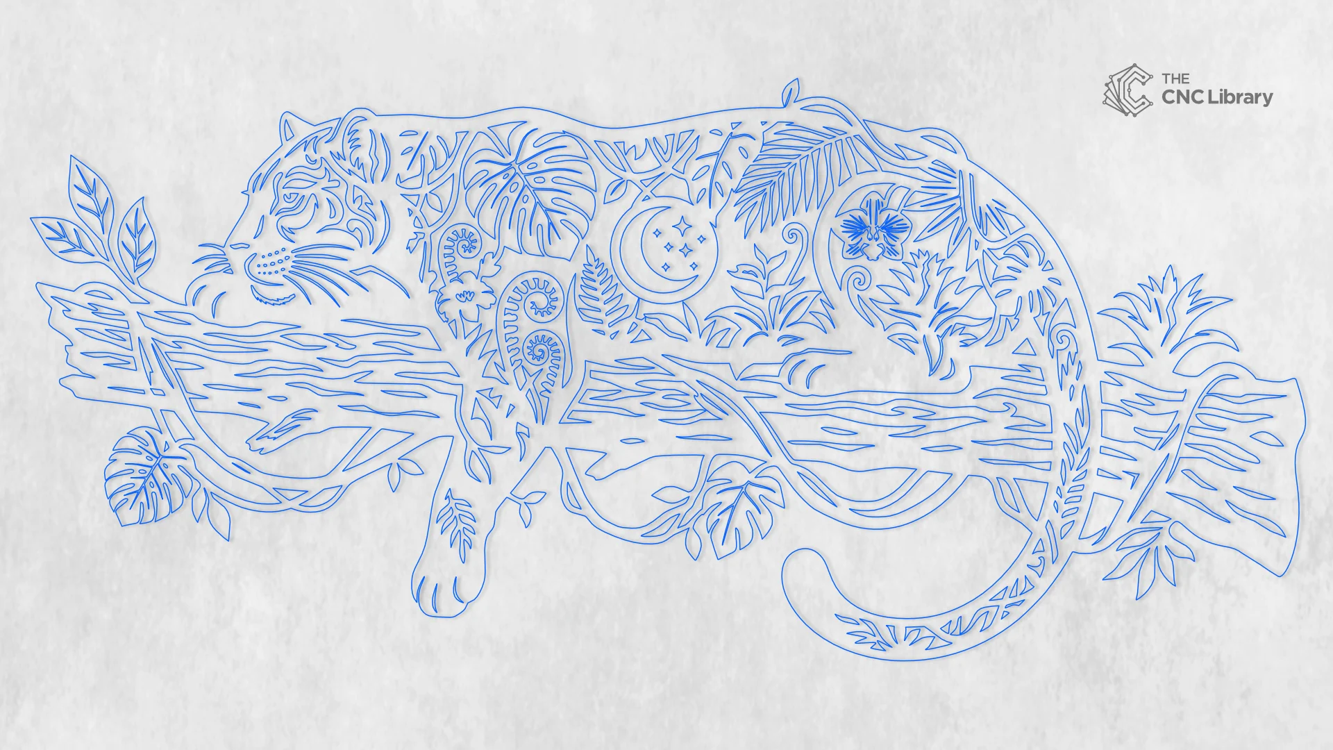 Botanical Leopard Jungle Wall Art - Tropical Leaves & Panther Laser Cut File - Image 2