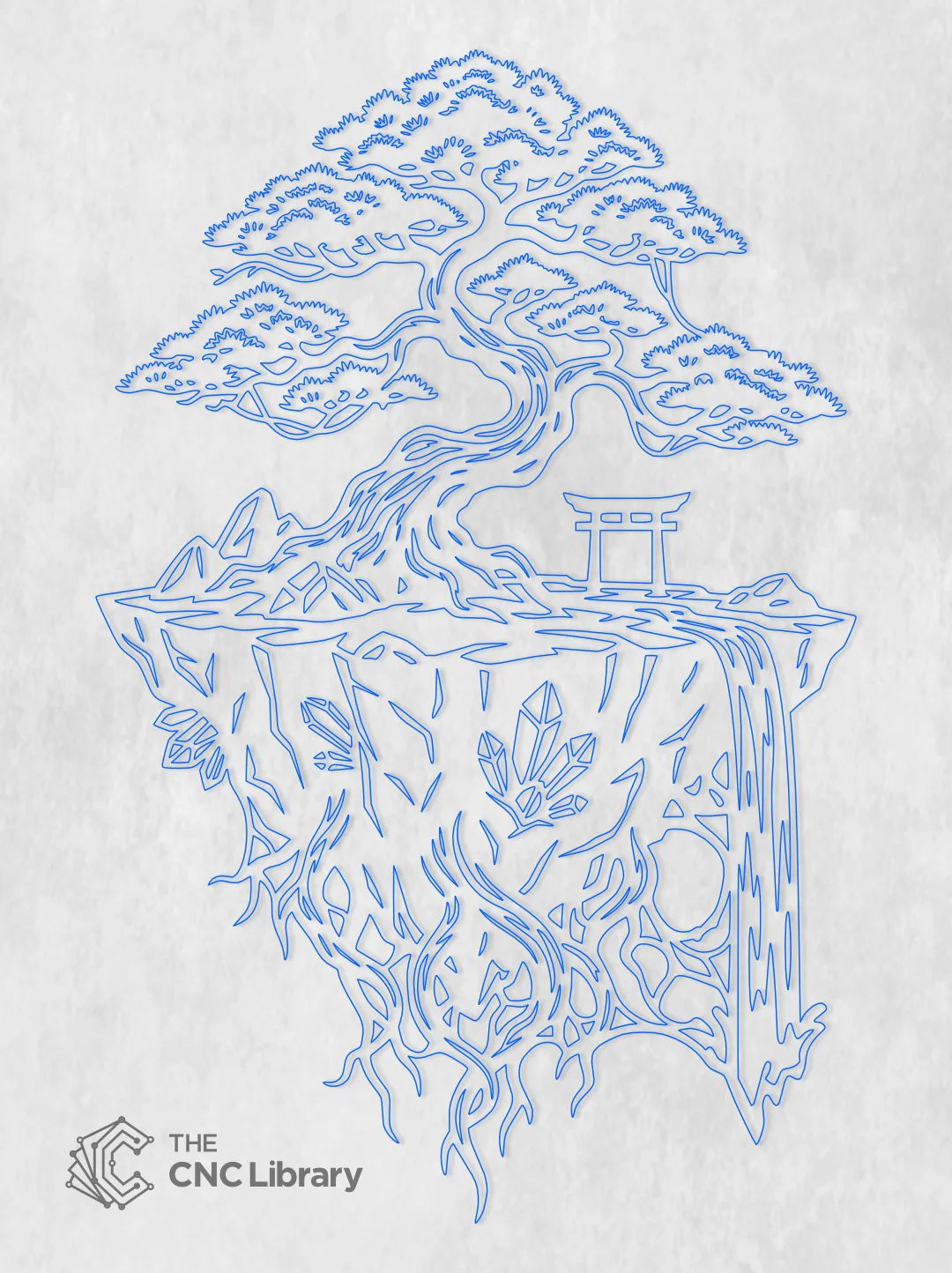 Floating Island Bonsai & Torii Gate Wall Art CNC Vector Bundle - Image 2