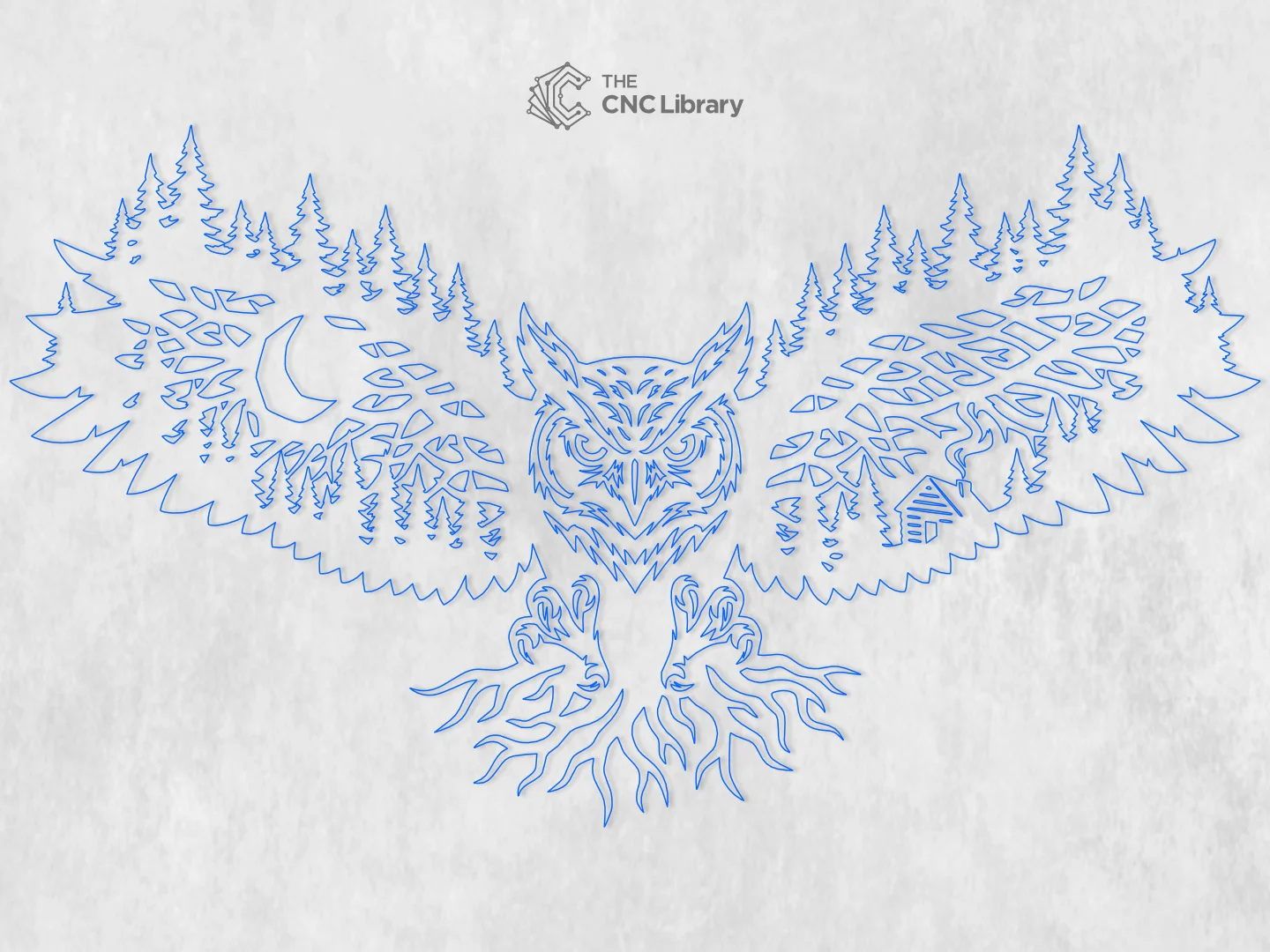 Forest Owl Landscape Wall Art - Majestic Pine Cabin Laser Cut File - Image 2