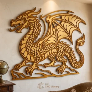 Medieval Dragon Wall Art CNC Vector Bundle – Circular Emblem & Silhouette Cutout Files