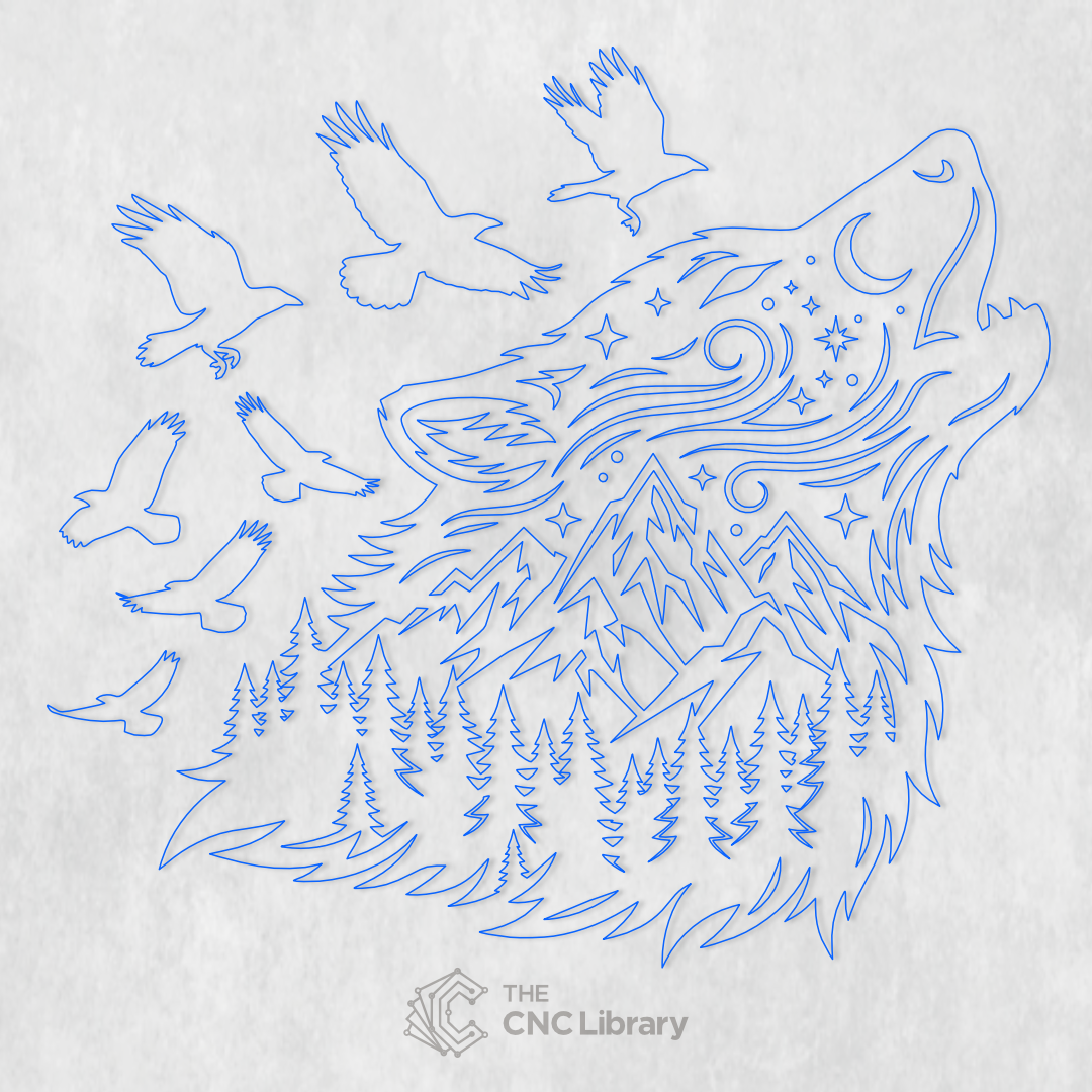 Howling Wolf Mountain Forest Wall Art - Celestial Laser Cut Silhouette - Image 2