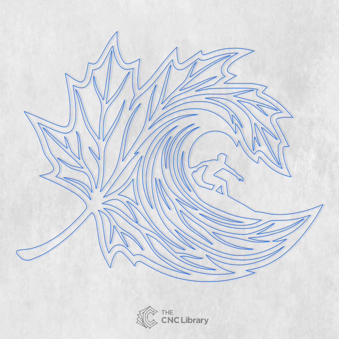 Surfer Wave Maple Leaf 3D Wood Wall Art CNC & Laser Cut File - Image 3