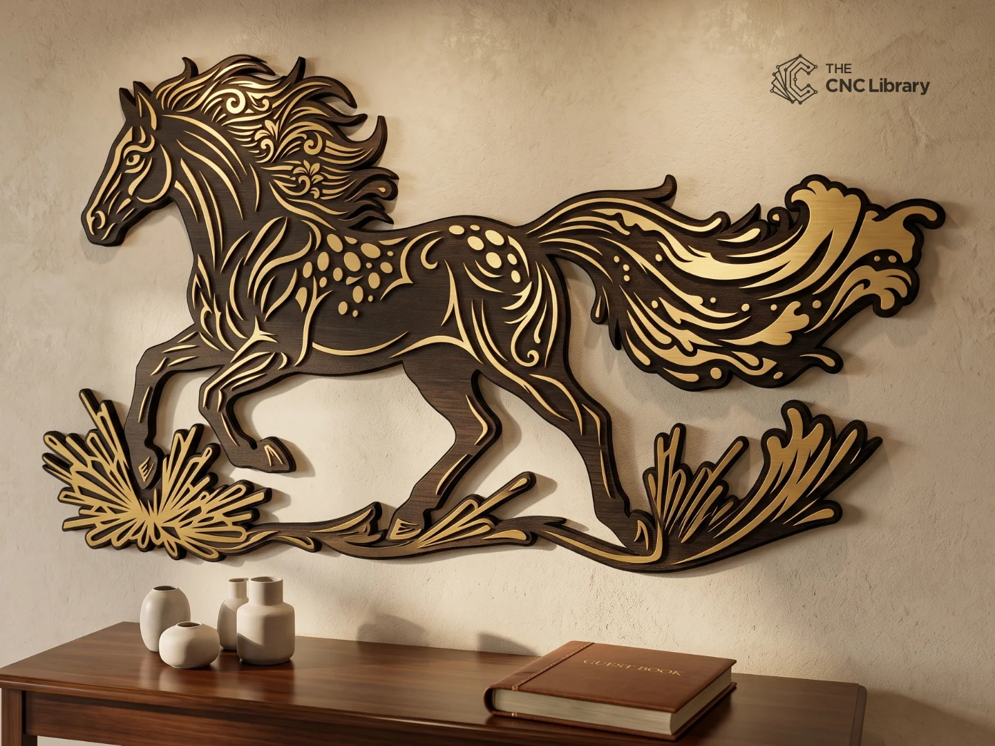 Majestic Galloping Horse CNC Cut File | Running Stallion Wall Art SVG, DXF