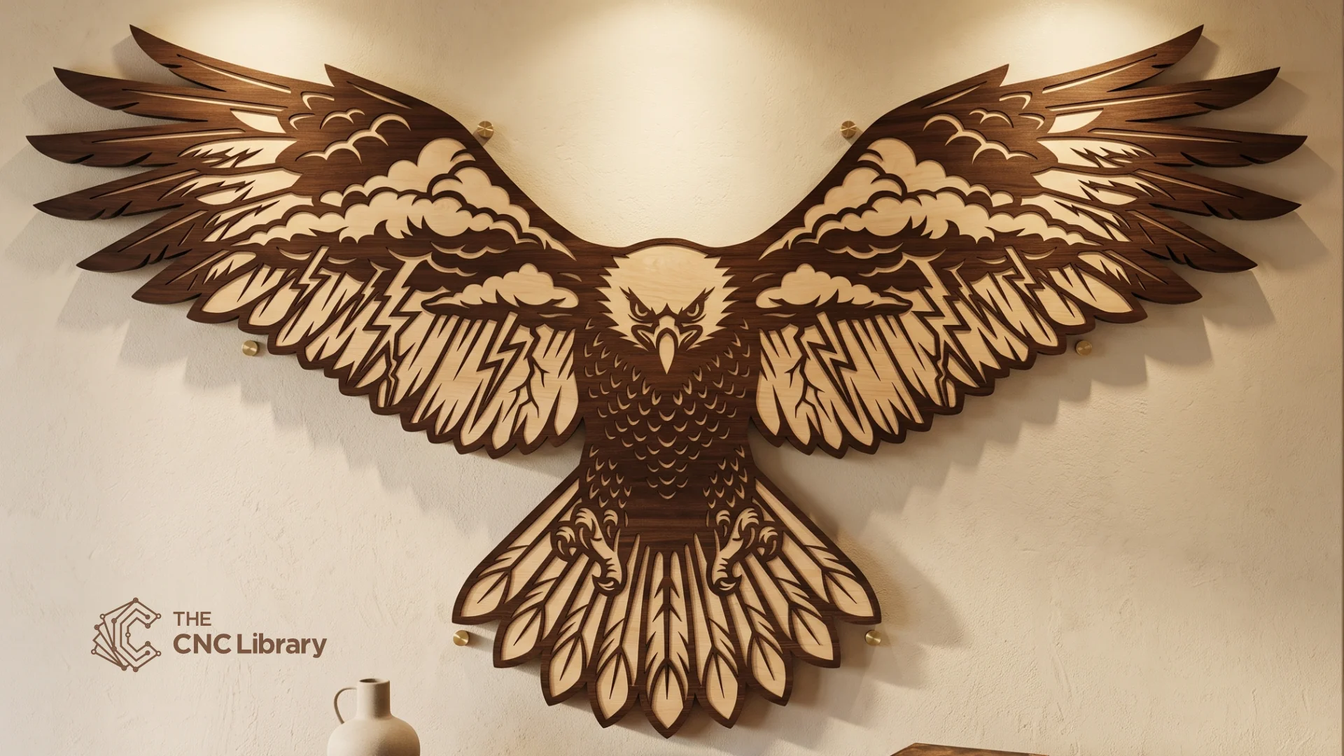 Majestic Storm Eagle & Lightning CNC Vector Cut File – Layered Wildlife Wall Art