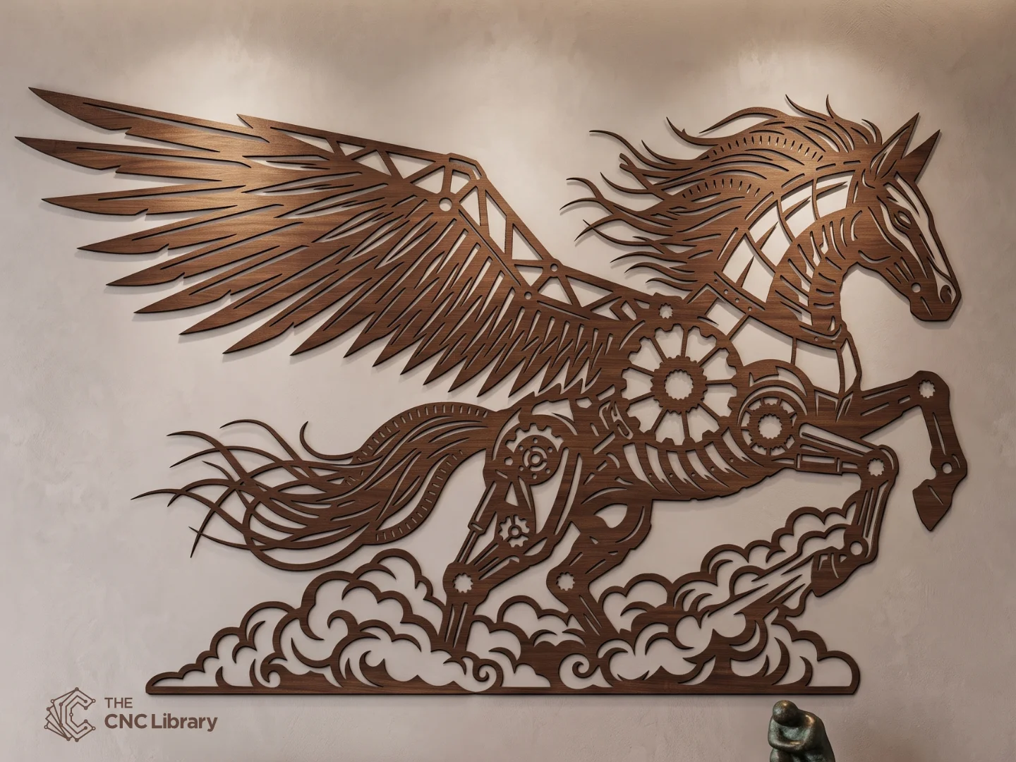 Steampunk Pegasus Mechanical Winged Horse Wall Art - Industrial Laser Cut File - Image 2