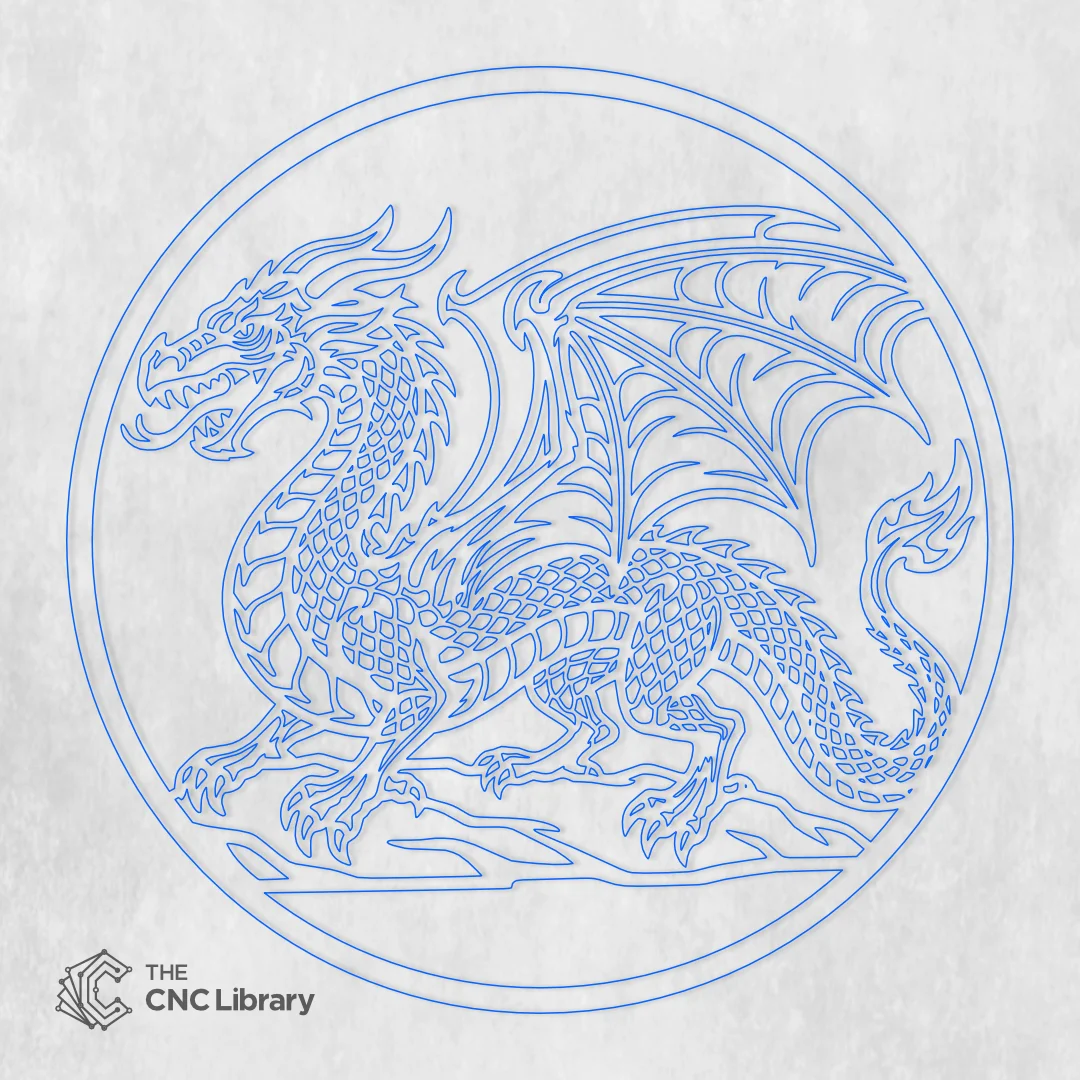 Medieval Dragon Wall Art CNC Vector Bundle – Circular Emblem & Silhouette Cutout Files - Image 5