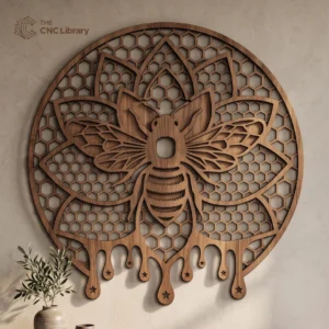 Honeybee Honeycomb Mandala Wall Art - Dripping Honey Sacred Geometry Laser Cut File