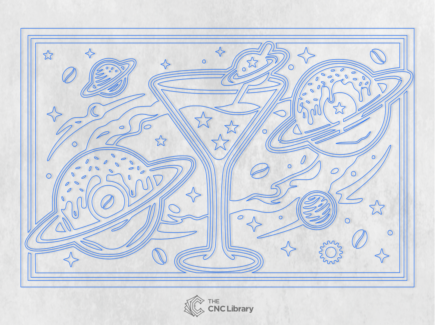 Cosmic Cocktail & Donut Planet 3D Wood Wall Art CNC & Laser Cut File - Image 3