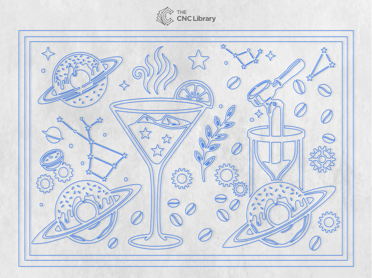 Cosmic Coffee Shop & Donut Planet 3D Wood Wall Art CNC & Laser Cut File - Image 4