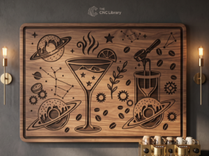 Cosmic Coffee Shop & Donut Planet 3D Wood Wall Art CNC & Laser Cut File