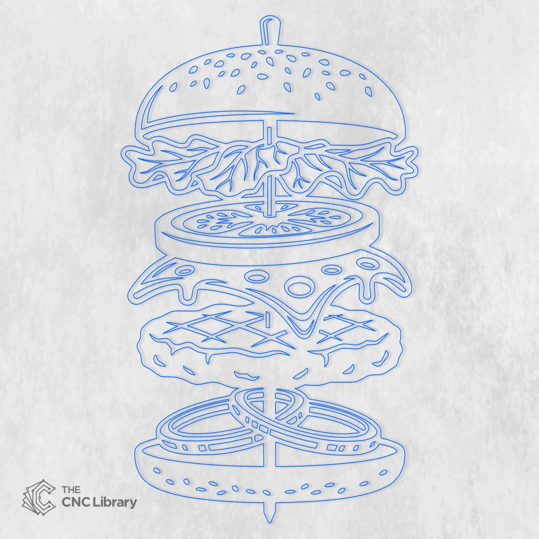3D Exploded Burger Culinary Sign CNC & Laser Cut File - Image 3