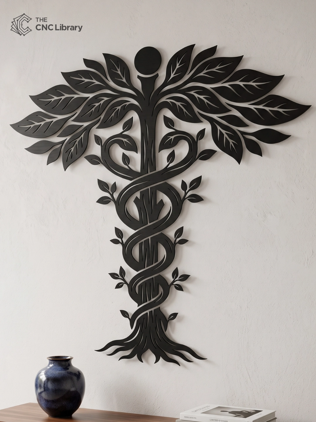 botanical caduceus cnc file