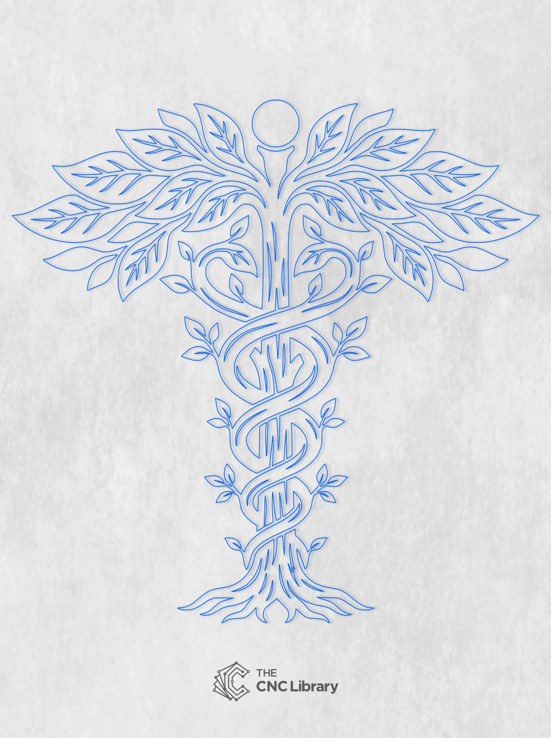 3D Botanical Caduceus Medical Symbol Wall Art CNC & Laser Cut File - Image 3