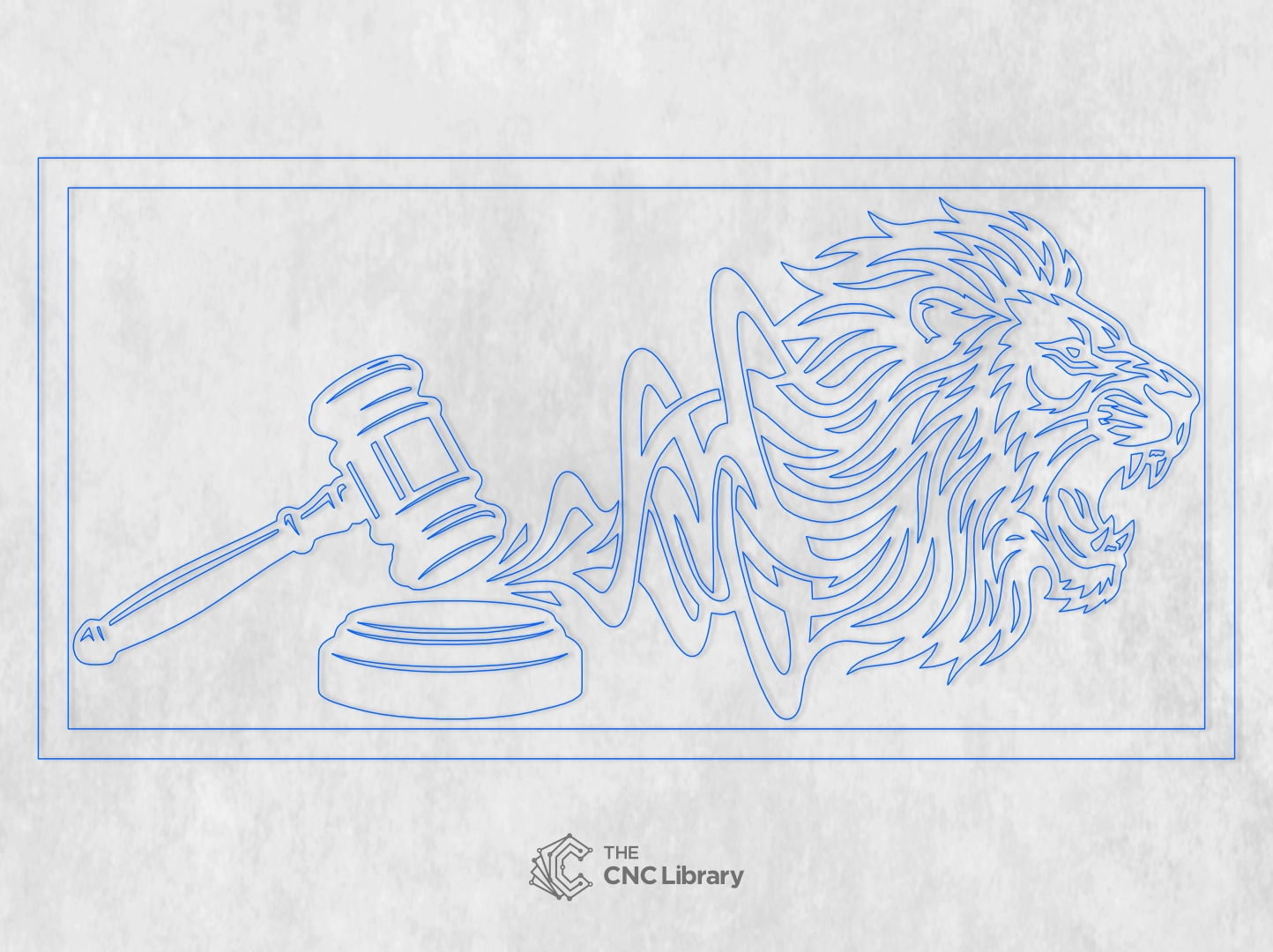 3D Judge Gavel Roaring Lion Justice Wall Art CNC & Laser Cut File - Image 2