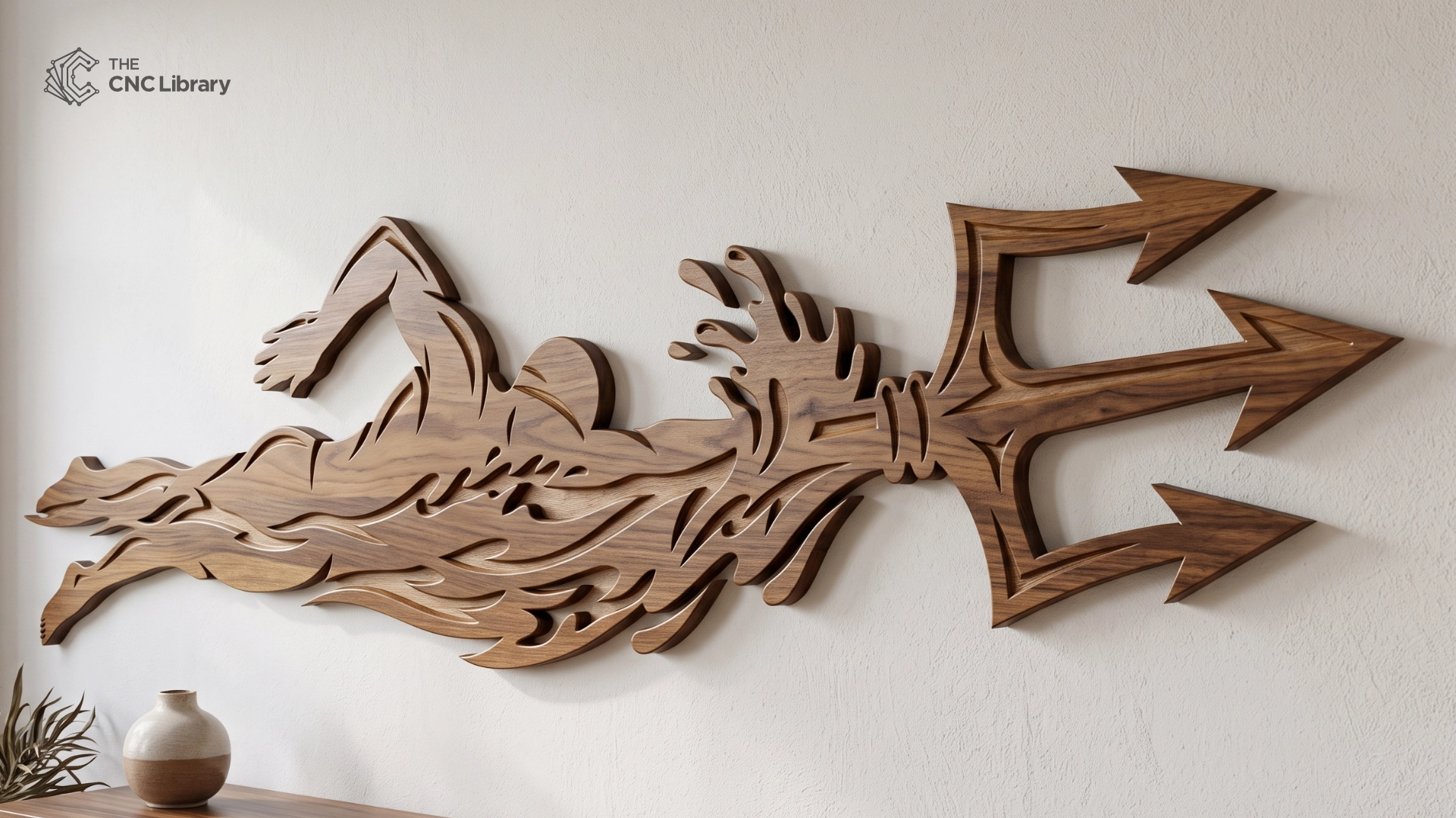 swimmer poseidon trident cnc file