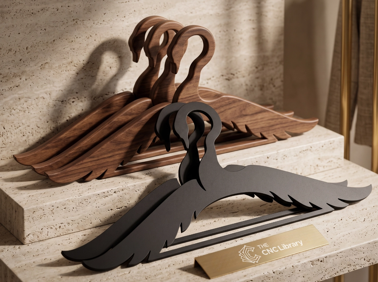 3D Elegant Swan Clothes Hanger Closet Organizer CNC & Laser Cut File - Image 3